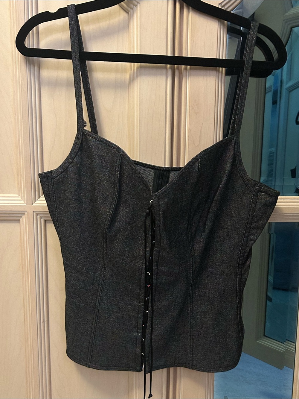 Black Lace-Up Bustier Tank